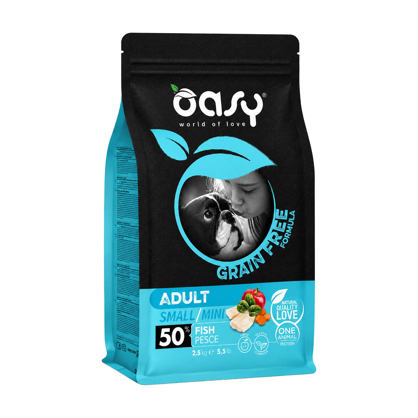 Беззерновий сухий корм для дорослих собак малих порід Oasy Grain Free Formula Adult Small/Mini з рибою, 2.5 кг